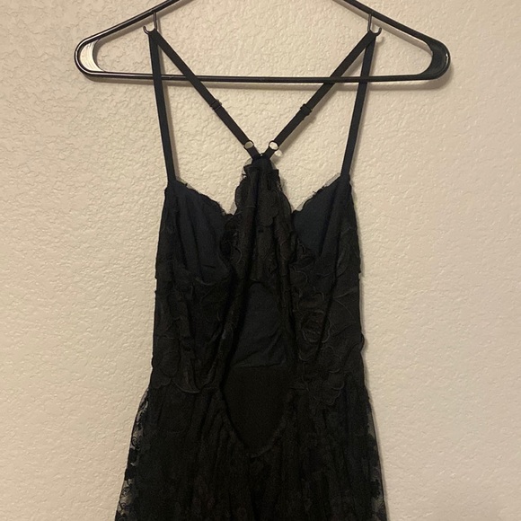 Free People Black Flower Embroidered Tiered Lace Tulle Open Back Maxi Dress - 2 - Picture 6 of 13